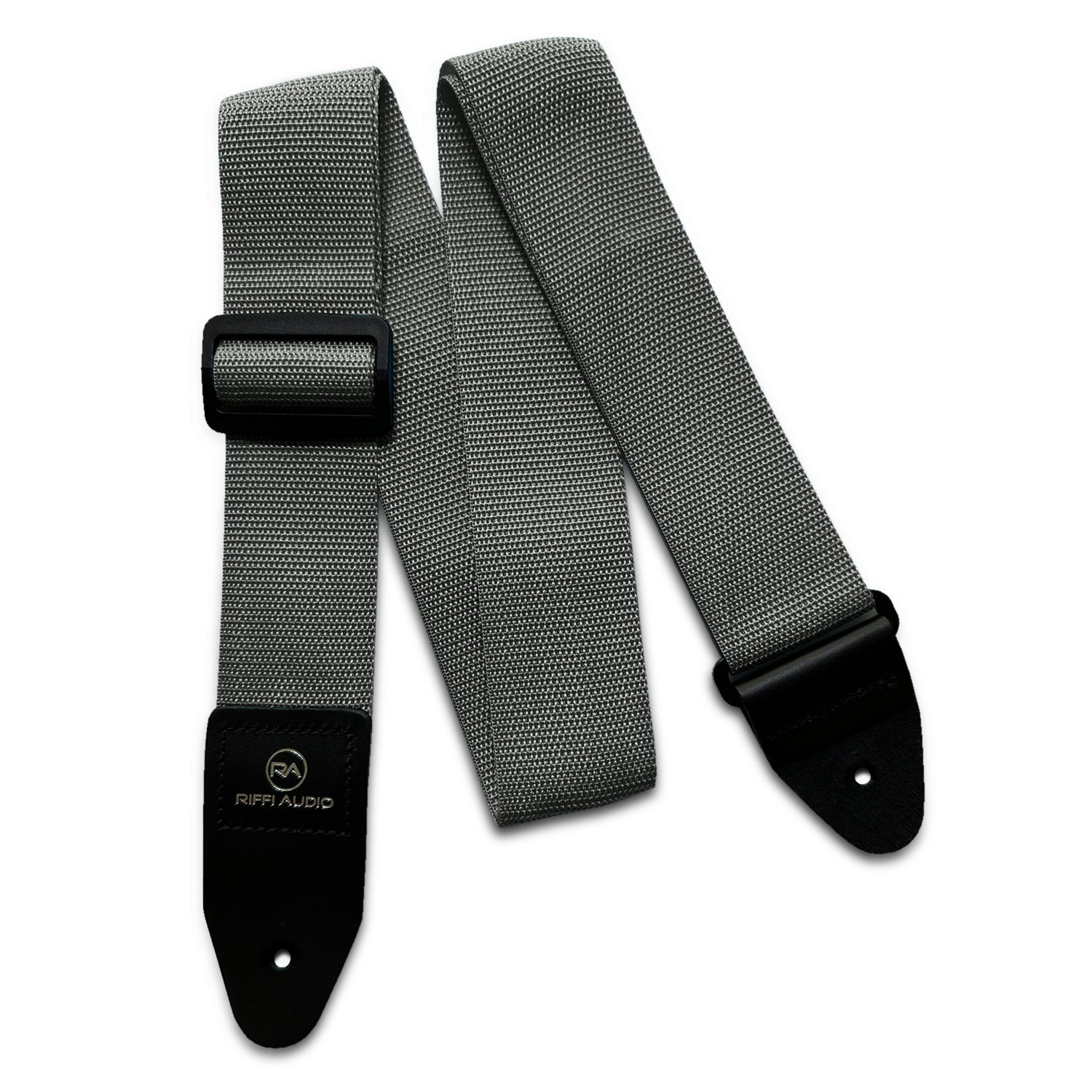 Riffi Audio Lite 1.0 Adjustable Guitar Strap with Strap Locks & Pick – 2" Polypropylene Strap for Electric, Bass & Acoustic Guitars – Gray - Riffi Audio