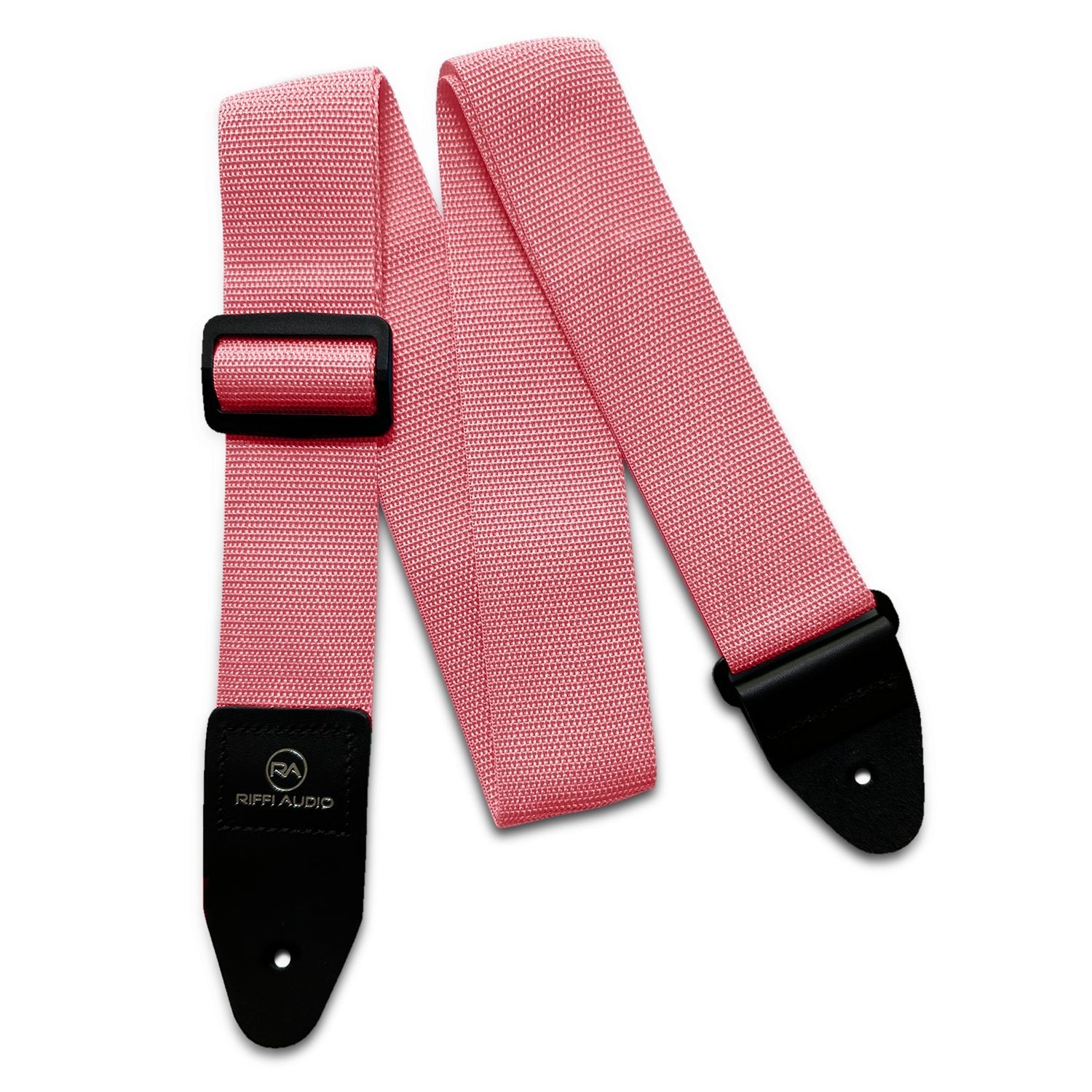 Riffi Audio Lite 1.0 Adjustable Guitar Strap with Strap Locks & Pick – 2" Polypropylene Strap for Electric, Bass & Acoustic Guitars – Pink - Riffi Audio