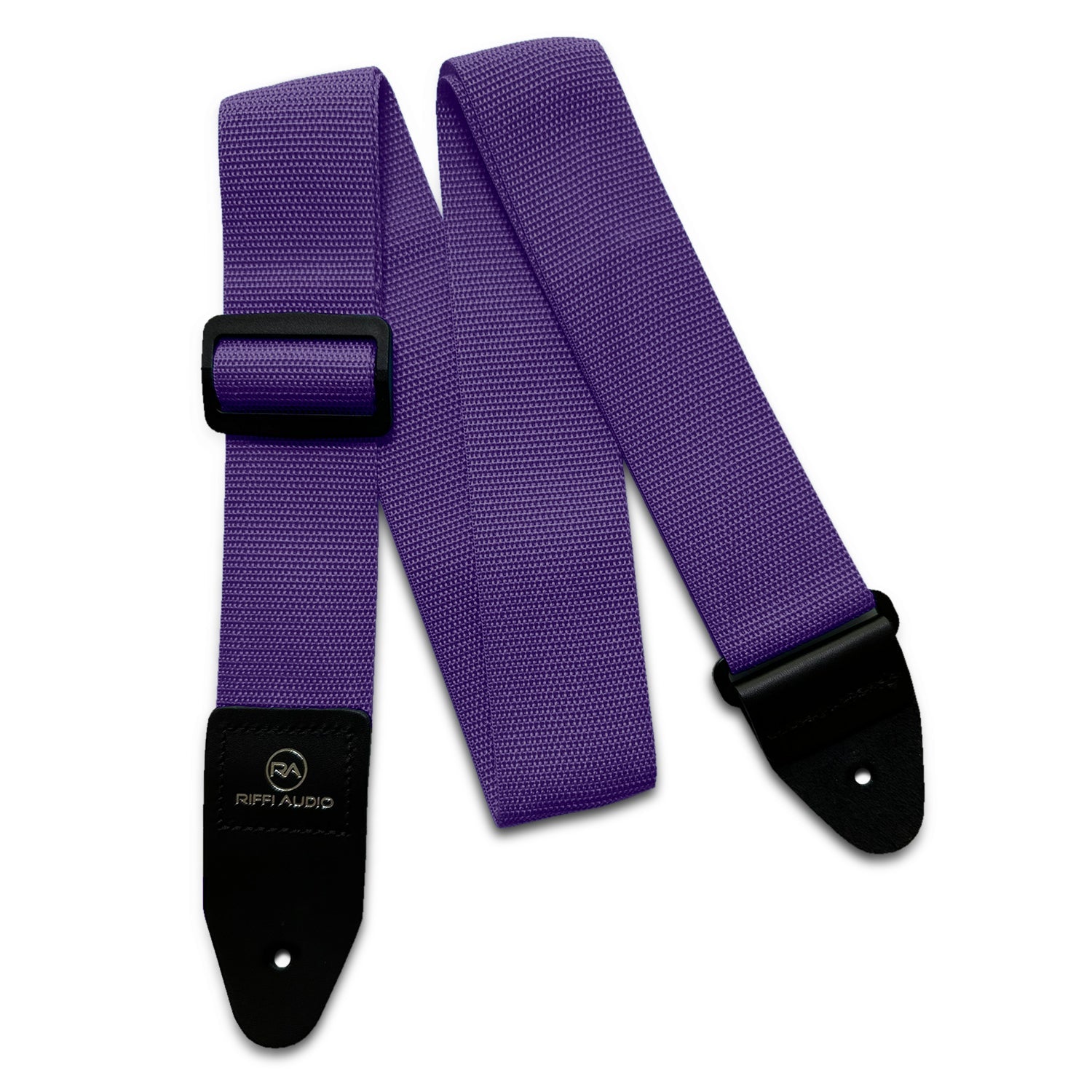 Riffi Audio Lite 1.0 Adjustable Guitar Strap with Strap Locks & Pick – 2" Polypropylene Strap for Electric, Bass & Acoustic Guitars – Purple - Riffi Audio