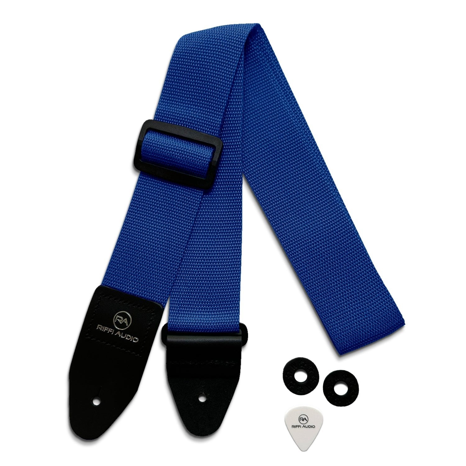 Riffi Audio Lite 1.0 Adjustable Guitar Strap with Strap Locks & Pick – 2" Polypropylene Strap for Electric, Bass & Acoustic Guitars – Royal Blue - Riffi Audio