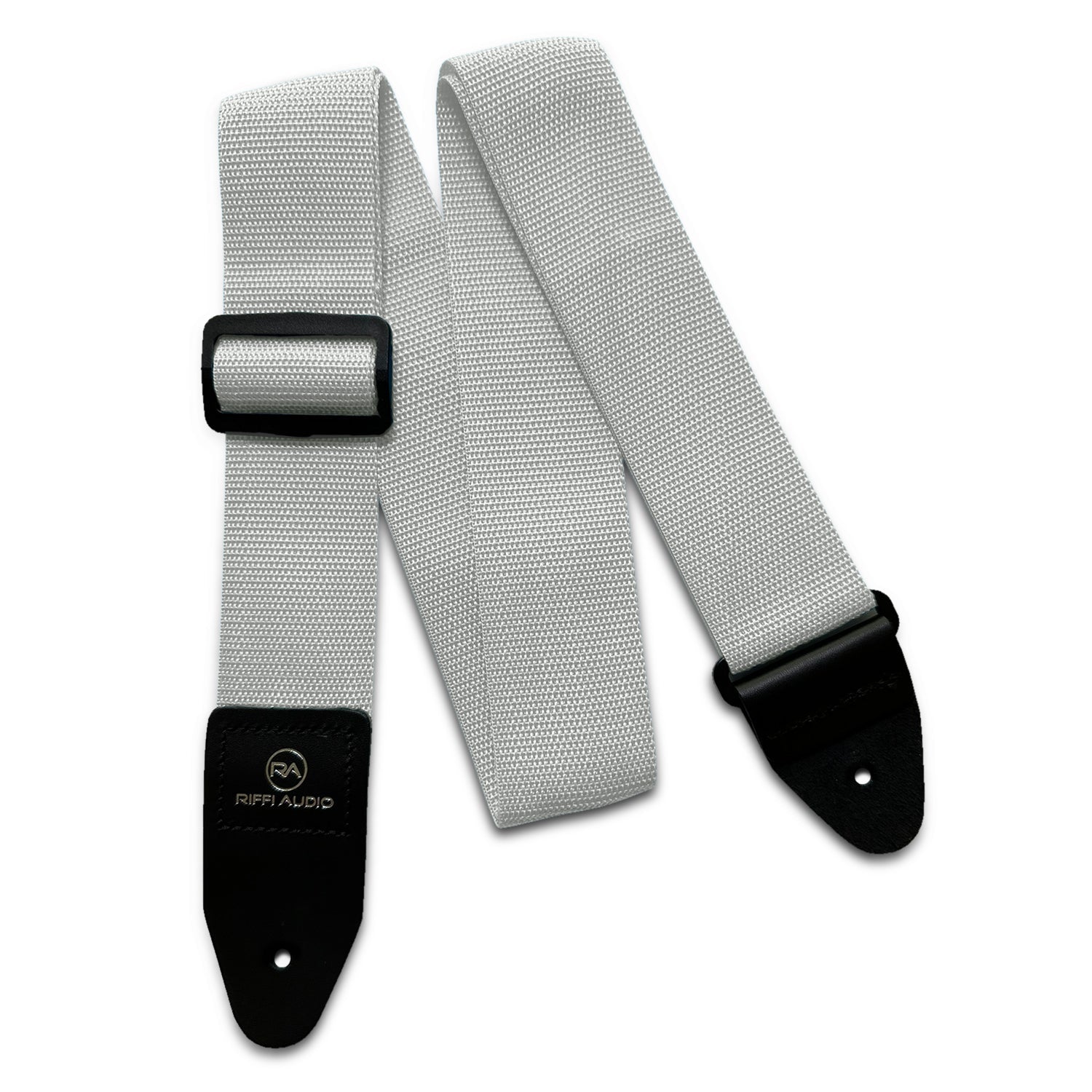 Riffi Audio Lite 1.0 Adjustable Guitar Strap with Strap Locks & Pick – 2" Polypropylene Strap for Electric, Bass & Acoustic Guitars – White - Riffi Audio