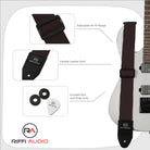 Riffi Audio Lite 1.0 Adjustable Guitar Strap with Strap Locks & Pick – 2" Polypropylene Strap for Electric, Bass & Acoustic Guitars – Brown - Riffi Audio