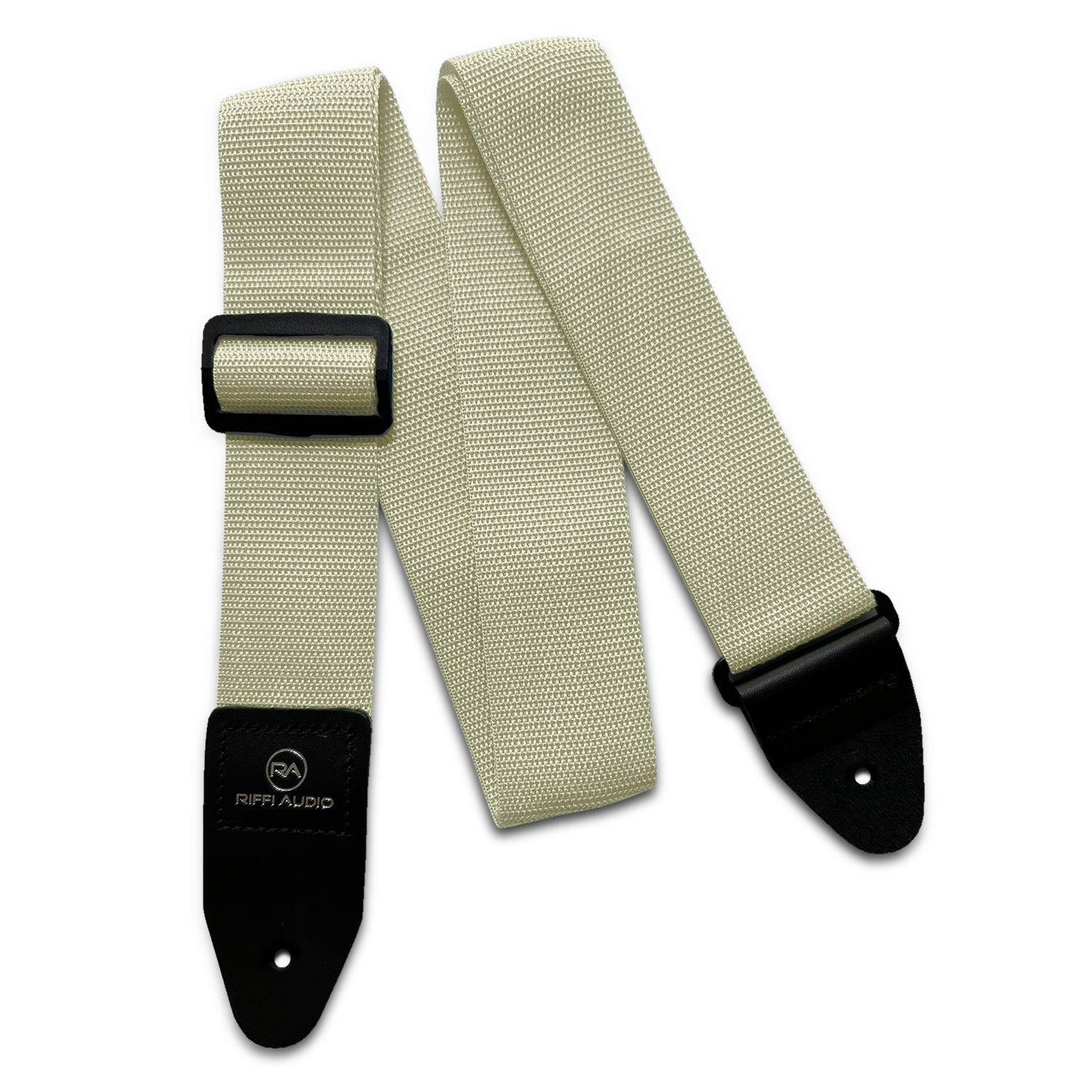 Riffi Audio Lite 1.0 Adjustable Guitar Strap with Strap Locks & Pick – 2" Polypropylene Strap for Electric, Bass & Acoustic Guitars – Cream - Riffi Audio