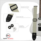 Riffi Audio Lite 1.0 Adjustable Guitar Strap with Strap Locks & Pick – 2" Polypropylene Strap for Electric, Bass & Acoustic Guitars – Cream - Riffi Audio