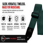 Riffi Audio Lite 1.0 Adjustable Guitar Strap with Strap Locks & Pick – 2" Polypropylene Strap for Electric, Bass & Acoustic Guitars – Forest Green - Riffi Audio