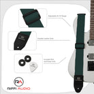 Riffi Audio Lite 1.0 Adjustable Guitar Strap with Strap Locks & Pick – 2" Polypropylene Strap for Electric, Bass & Acoustic Guitars – Forest Green - Riffi Audio