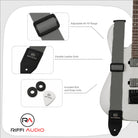 Riffi Audio Lite 1.0 Adjustable Guitar Strap with Strap Locks & Pick – 2" Polypropylene Strap for Electric, Bass & Acoustic Guitars – Gray - Riffi Audio