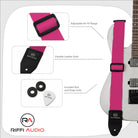 Riffi Audio Lite 1.0 Adjustable Guitar Strap with Strap Locks & Pick – 2" Polypropylene Strap for Electric, Bass & Acoustic Guitars – Hot Pink - Riffi Audio