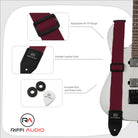 Riffi Audio Lite 1.0 Adjustable Guitar Strap with Strap Locks & Pick – 2" Polypropylene Strap for Electric, Bass & Acoustic Guitars – Maroon - Riffi Audio