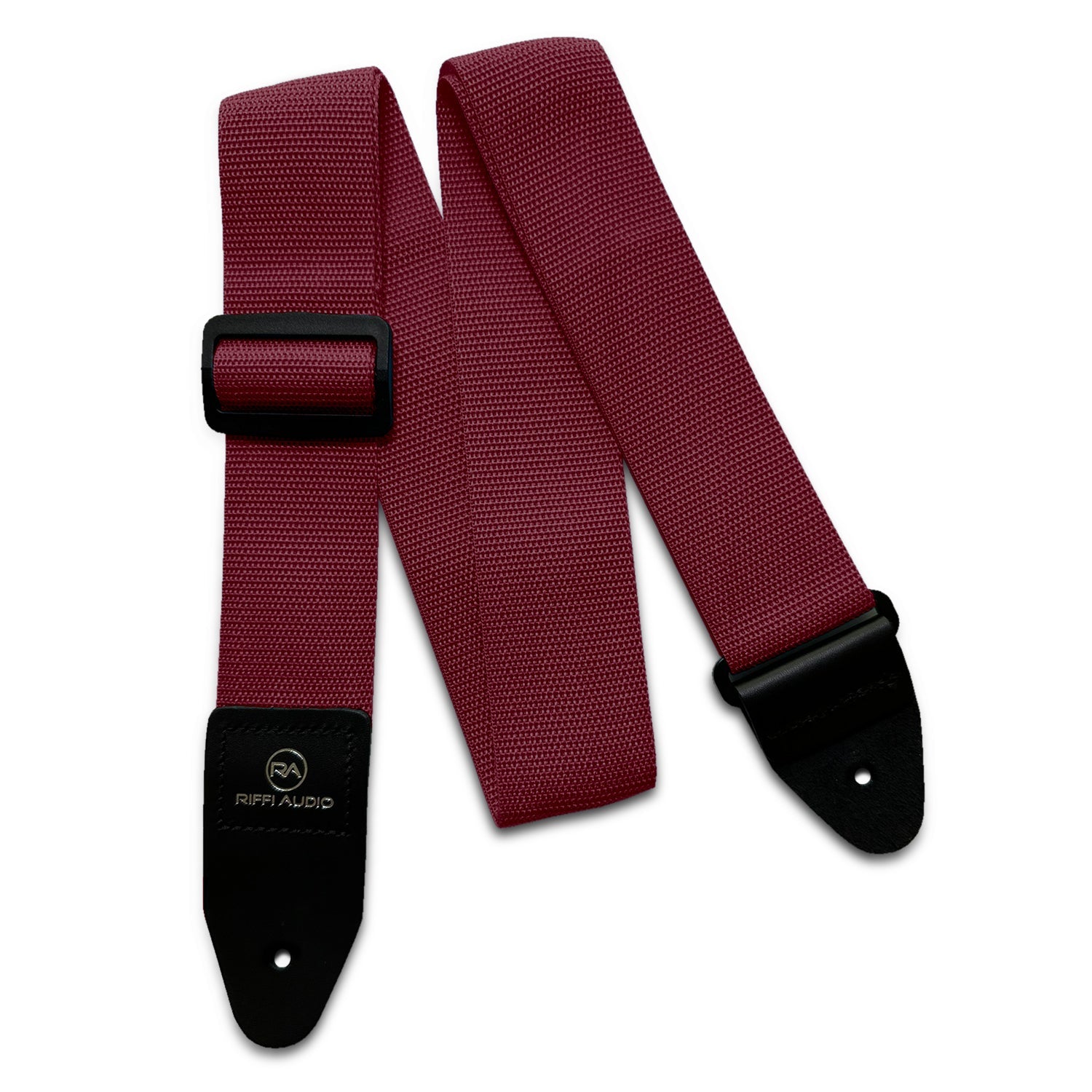 Riffi Audio Lite 1.0 Adjustable Guitar Strap with Strap Locks & Pick – 2" Polypropylene Strap for Electric, Bass & Acoustic Guitars – Maroon - Riffi Audio