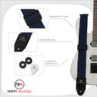 Riffi Audio Lite 1.0 Adjustable Guitar Strap with Strap Locks & Pick – 2" Polypropylene Strap for Electric, Bass & Acoustic Guitars – Navy Blue - Riffi Audio