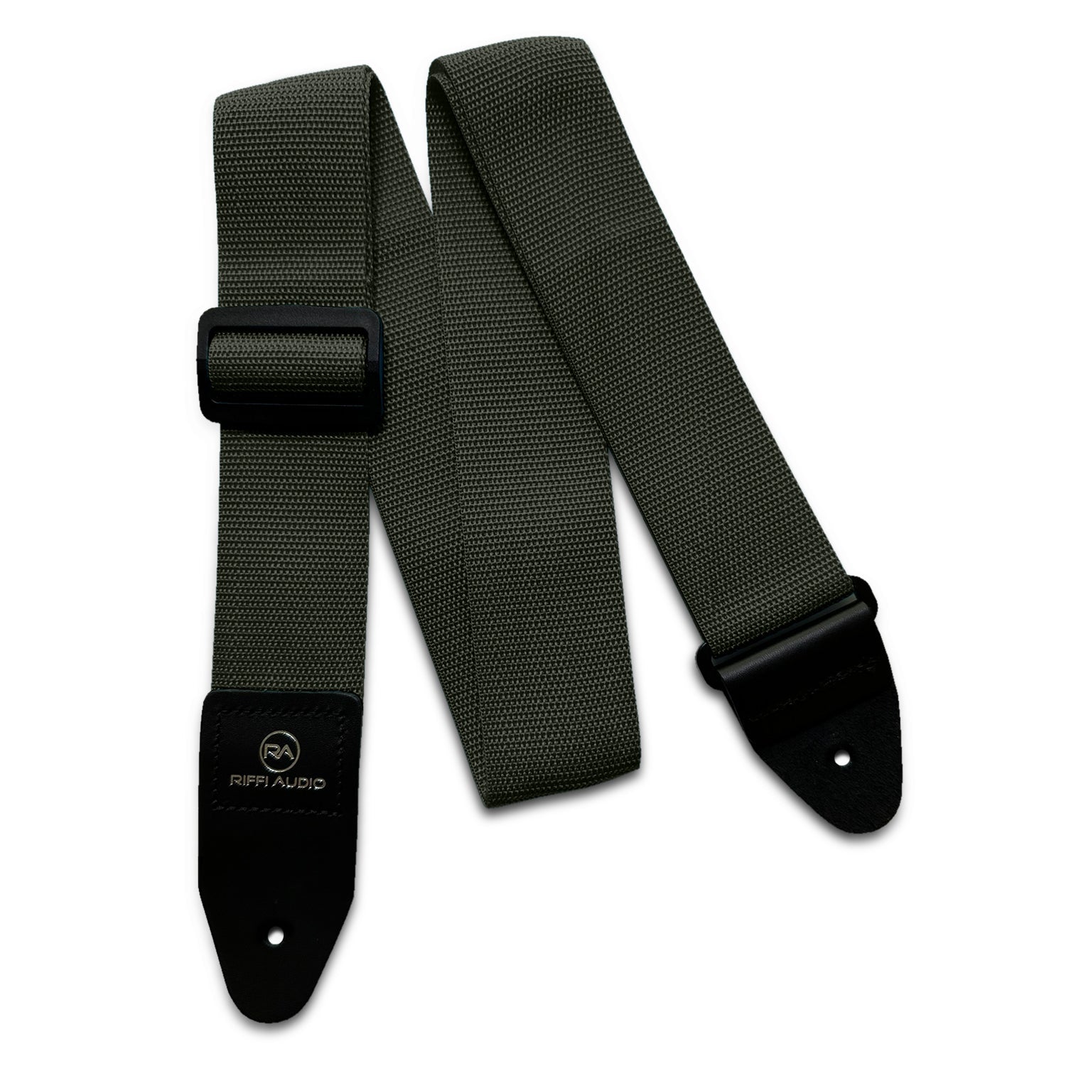 Riffi Audio Lite 1.0 Adjustable Guitar Strap with Strap Locks & Pick – 2" Polypropylene Strap for Electric, Bass & Acoustic Guitars – Olive Green - Riffi Audio