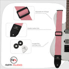 Riffi Audio Lite 1.0 Adjustable Guitar Strap with Strap Locks & Pick – 2" Polypropylene Strap for Electric, Bass & Acoustic Guitars – Pink - Riffi Audio