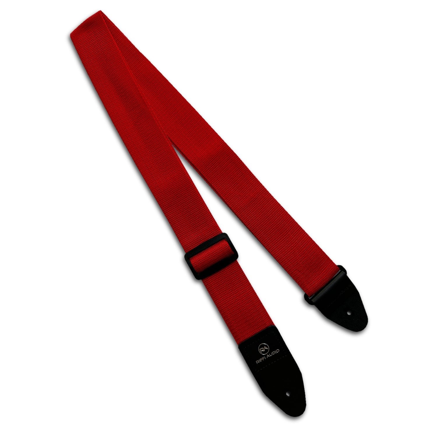 Riffi Audio Lite 1.0 Adjustable Guitar Strap with Strap Locks & Pick – 2" Polypropylene Strap for Electric, Bass & Acoustic Guitars – Red - Riffi Audio