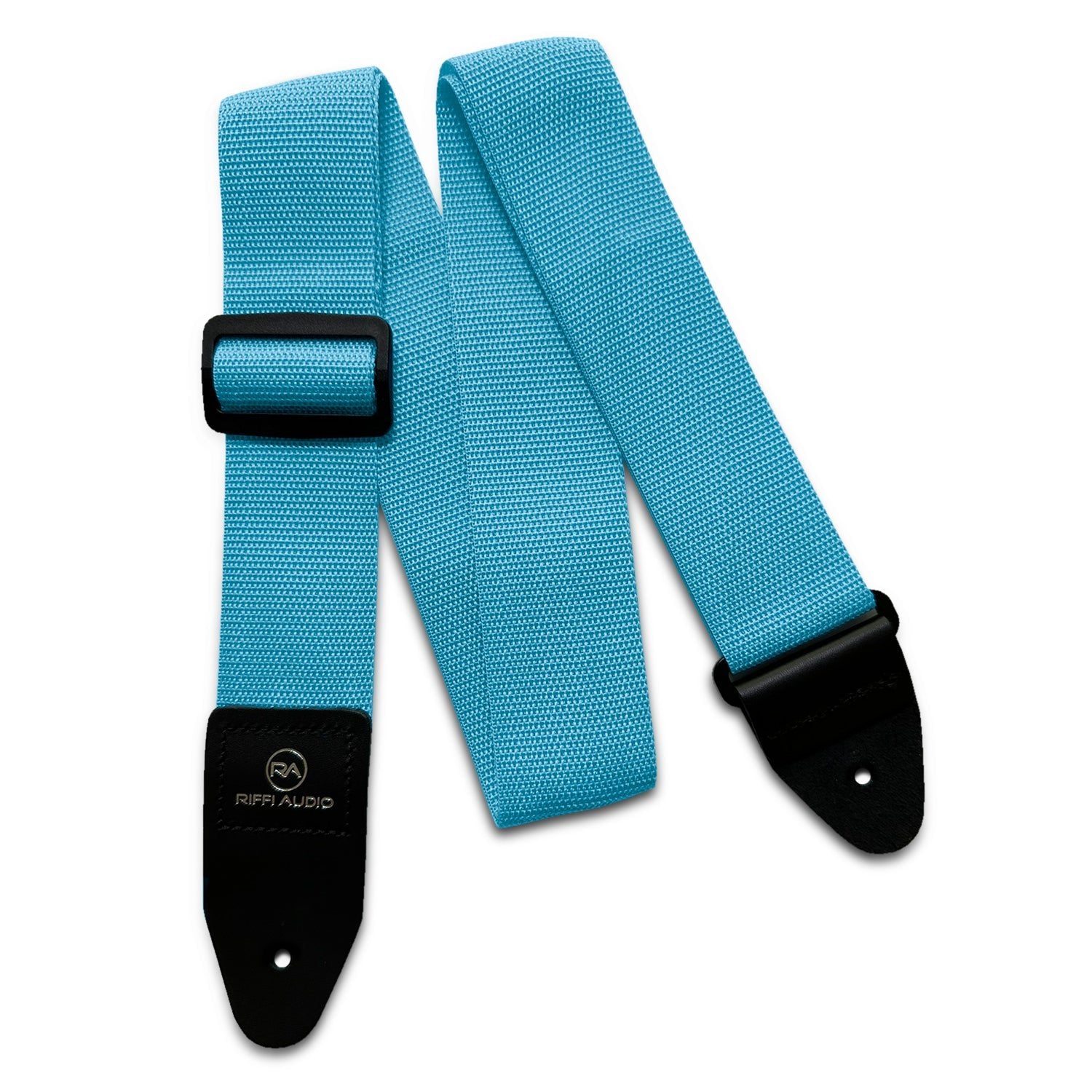 Riffi Audio Lite 1.0 Adjustable Guitar Strap with Strap Locks & Pick – 2" Polypropylene Strap for Electric, Bass & Acoustic Guitars – Sky Blue - Riffi Audio