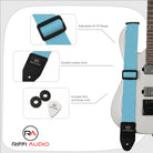 Riffi Audio Lite 1.0 Adjustable Guitar Strap with Strap Locks & Pick – 2" Polypropylene Strap for Electric, Bass & Acoustic Guitars – Sky Blue - Riffi Audio