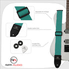 Riffi Audio Lite 1.0 Adjustable Guitar Strap with Strap Locks & Pick – 2" Polypropylene Strap for Electric, Bass & Acoustic Guitars – Teal - Riffi Audio