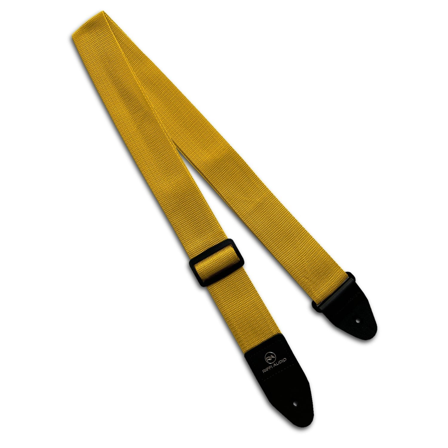 Riffi Audio Lite 1.0 Adjustable Guitar Strap with Strap Locks & Pick – 2" Polypropylene Strap for Electric, Bass & Acoustic Guitars – Yellow - Riffi Audio