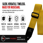 Riffi Audio Lite 1.0 Adjustable Guitar Strap with Strap Locks & Pick – 2" Polypropylene Strap for Electric, Bass & Acoustic Guitars – Yellow - Riffi Audio